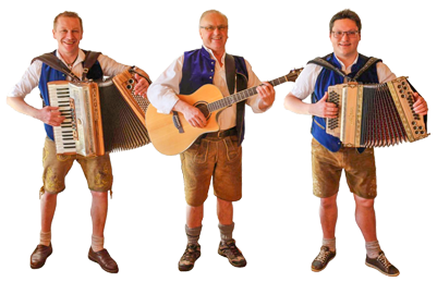Oktoberfest Band die Chambtaler besteht aus Michl, Günther und Klaus